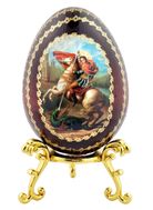 Saint George, Wooden Decoupage Icon Egg with Stand
