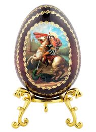 Saint George, Wooden Decoupage Icon Egg with Stand
