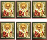 St. Nicholas, Set of 6 Gold Foiled Prayer Cards