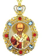 Saint Nicholas, Jeweled Icon Ornament with Chain