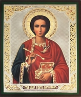 St Panteleimon The Healer, Gold and Silver Foiled Orthodox Icon