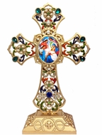Standing Jeweled Cross with Nativity Scene Icon