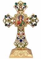 Standing Jeweled Cross with Archangel Michael Icon