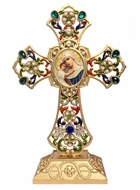 Standing Jeweled Cross with Virgin Mary "Seeker of the Perished" Icon