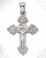 Sterling Silver Cross with Corpus Crucifix, Bright Finish