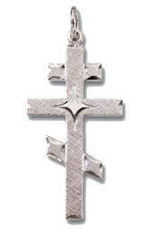 Sterling Silver Three Barred Orthodox   Cross, 1 1/4"