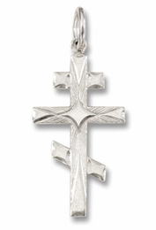 Sterling Silver Three Barred Orthodox   Cross, 1"