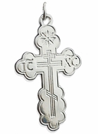 Sterling Silver Three Barred Orthodox Cross, 1 7/8"