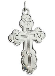 Sterling Silver Three Barred Orthodox Cross, 1 7/8"
