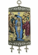 Baptism of Christ, Tapestry Icon Banner, ~10" H
