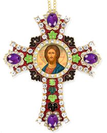 Christ The Teacher Gold Foil Icon in Jeweled Wall Cross