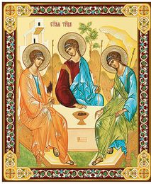 The Holy Trinity, Gold Foil Wooden Orthodox Mini Icon