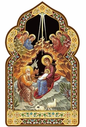 The Nativity, Dome Shape Orthodox Icon with Stand
