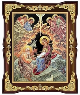 The Nativity, Framed Gold Foil Icon with Stand
