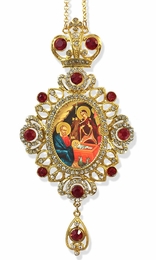 The Nativity, Jeweled Icon Ornament / Red Crystals