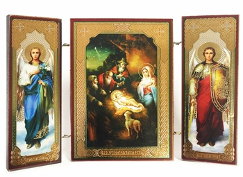 The Nativity of Christ / Archangels Michael and Gabriel, Mini Triptych