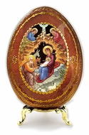 Nativity of Christ, Wooden Decoupage Icon Egg with Stand