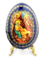 Nativity of Christ, Wooden Decoupage Icon Egg with Stand