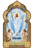 The Resurrection, Dome Shape Orthodox Icon with Stand