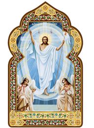 The Resurrection, Dome Shape Orthodox Icon with Stand