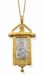 The Virgin of Vladimir, Reversible Gold Plated Pendant (Gonfalon)  