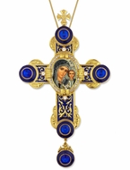 Virgin of Kazan Icon in Byzantine Styled Cross Ornament