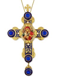 Virgin Mary Zirovitskaya Icon in Byzantine Styled Cross Ornament