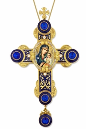 Virgin Mary the Eternal Bloom Icon in Byzantine Styled Cross Ornament