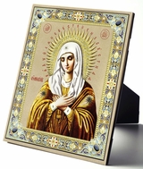 Virgin Mary Extreme Humility  (UMILENIE), Embossed Icon Printed on Leather