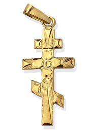 Three Barred 14kt Gold Orthodox Cross, Small
