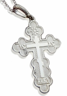 Three Barred Orthodox Cross "NIKA", Sterling Silver 925, 1 1/2"