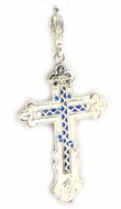 Three Barred  Reversible Sterling Silver Cross   "SAVE US"  