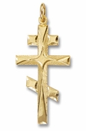 Three Barred Sterling Silver, 24kt Gold Plated Cross 