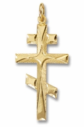 Three Barred Sterling Silver, 24kt Gold Plated Cross 