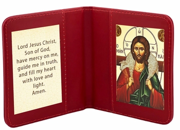 Travel Prayer Book with Christ The Good Shepherd Icon and Prayer