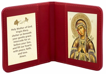 Travel Prayer Book with Virgin Mary Seven Arrows Icon and Prayer