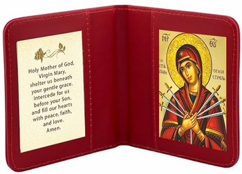 Travel Prayer Book with Virgin Mary Seven Swords Icon and Prayer