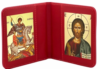 Saint George & Christ The Teacher, Traveling Icon Diptych / Book