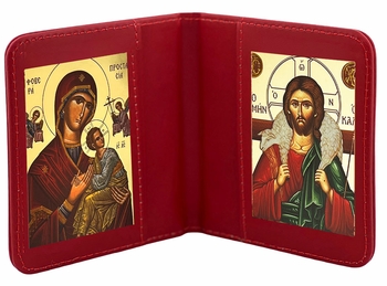 Virgin Mary Perpetual Help & Christ The Good Shepherd, Traveling Icon Diptych