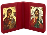 Virgin Mary Perpetual Help & Christ The Good Shepherd, Traveling Icon Diptych