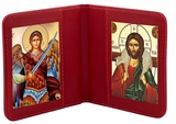 Archangel Michael & Christ The Good Shepherd, Traveling Icon Diptych