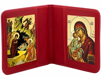 The Nativity & Virgin Mary Sweet Kissing, Traveling Icon Diptych