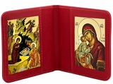 The Nativity & Virgin Mary Sweet Kissing, Traveling Icon Diptych
