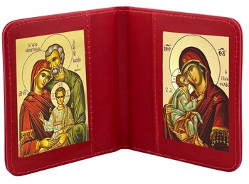 The Holy Family & Virgin Mary Sweet Kissing, Traveling Icon Diptych