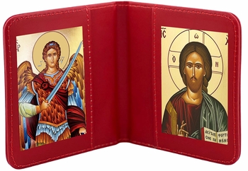 Archangel Michael & The Christ, Traveling Icon Diptych / Book