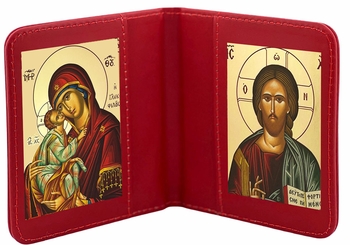 Sweet Kissing & Christ the Teacher, Traveling Byzantine Icon Diptych