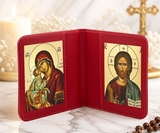 Sweet Kissing & Christ the Teacher, Traveling Byzantine Icon Diptych