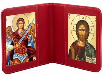 Archangel Michael & Christ The Teacher, Traveling Icon Diptych