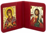 Virgin Mary of Sorrows & Christ The Good Shepherd, Traveling Icon Diptych