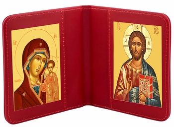 Virgin of Kazan & Christ The Teacher, Traveling Icon Diptych